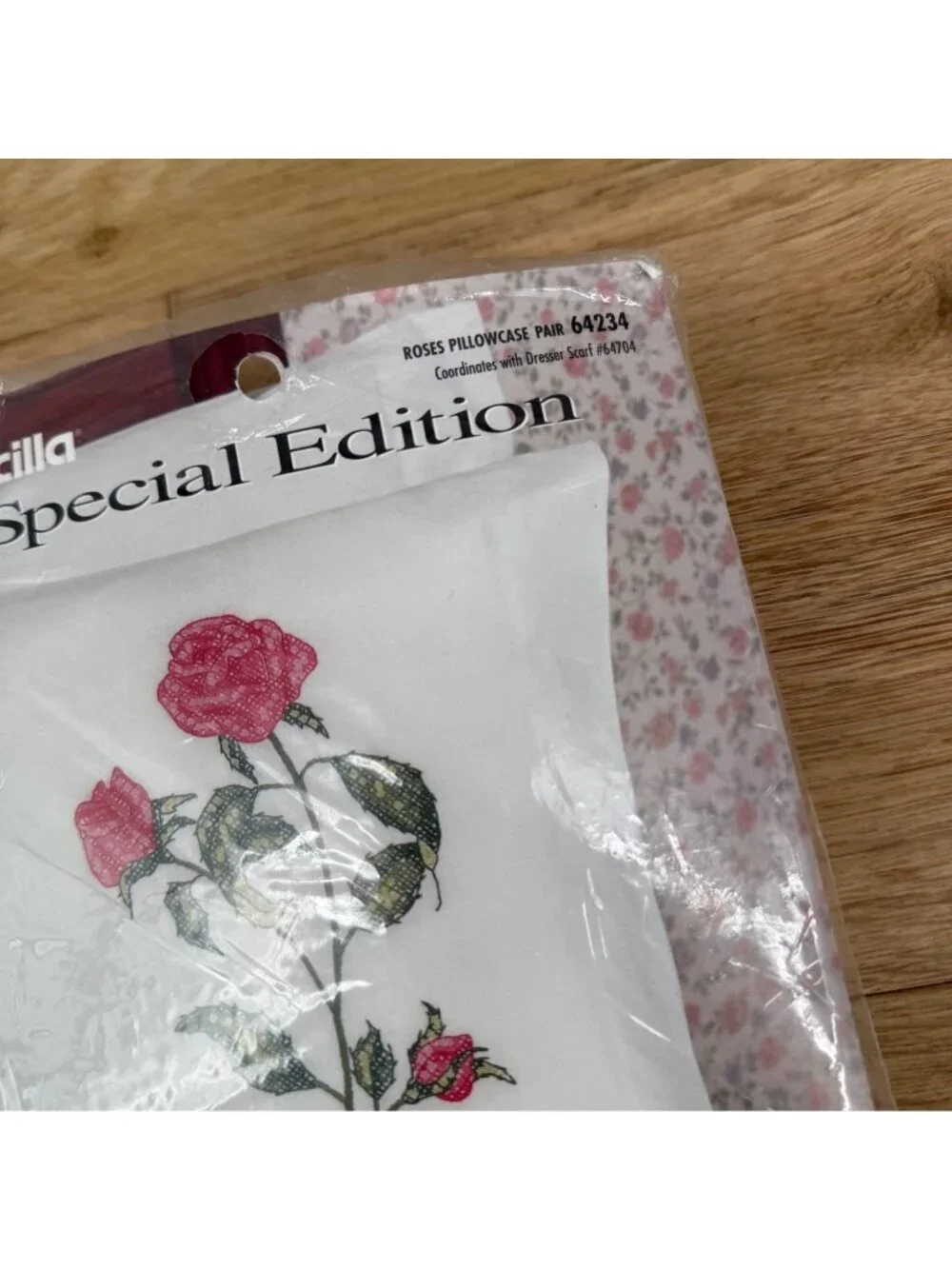 Bucilla VTG Roses Pillowcase Pair Stamped Cross Stitch Kit 64234 Special Edition